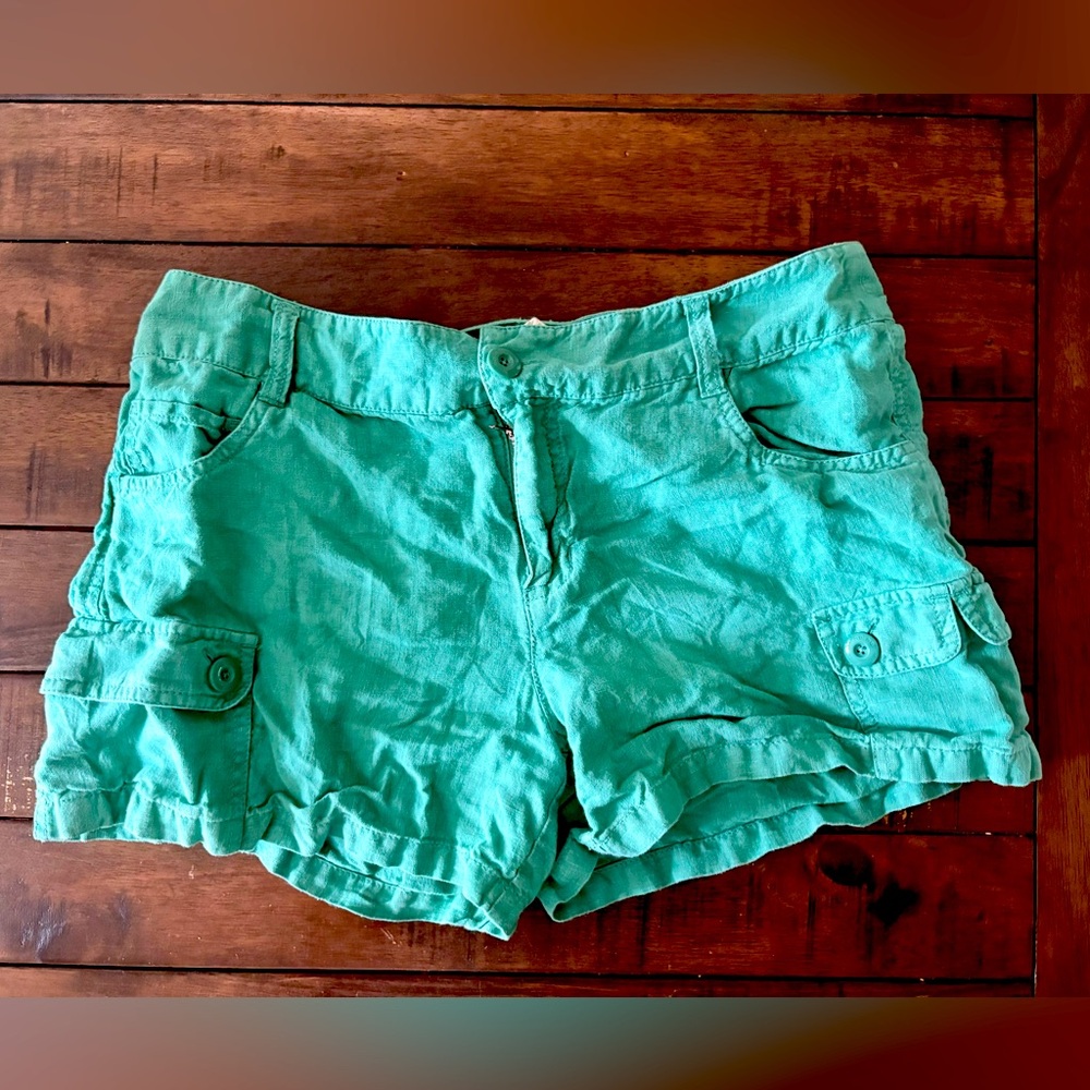 Anthropologie Hei Hei Linen Cargo Shorts